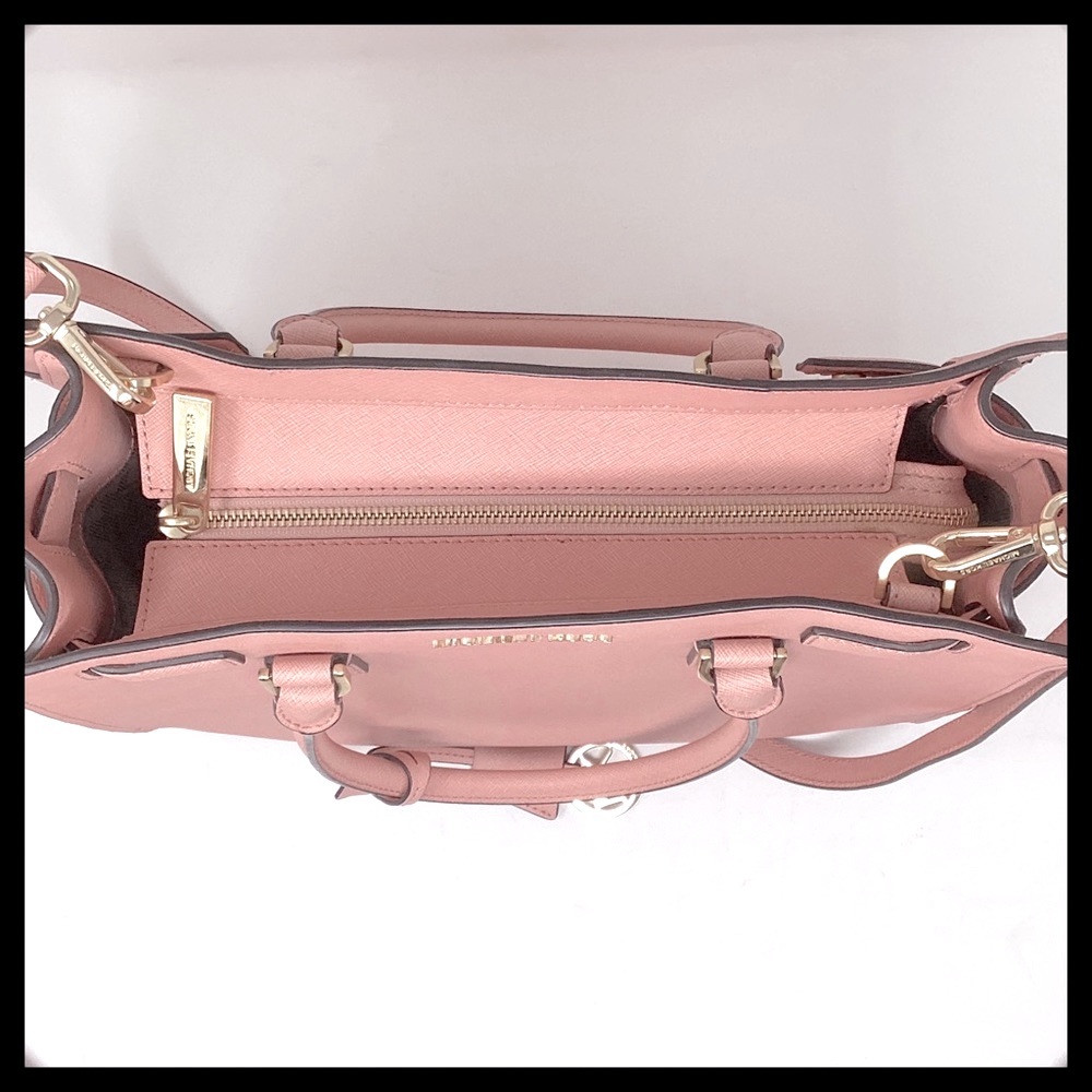 MICHAEL KORS Dillon Large Top Zip Saffiano Leather Satchel Pale Pink - Picture 7 of 12
